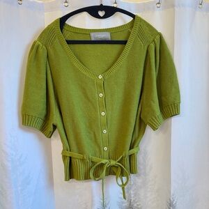 Everlane Green Short Sleeve Cardigan with Belt Size L